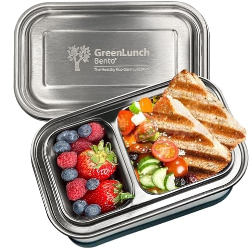 GreenLunch Bento Stainless Steel Bento Box, BPA-Free Lunch box with Snack Pods & Crack-Resistant Lunch box Containers for Adults & Kids with snap locks - Perfect for School and Office