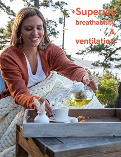 YnM 100% Cotton Weighted Blanket, Handmade Chunky Knitted Throw, No fillers Design, Soft and Breathable, Machine Washable Bed Blanket for Sleep or Home Decor (Lighte Grey, 40x50 Inch, 10lbs) 5