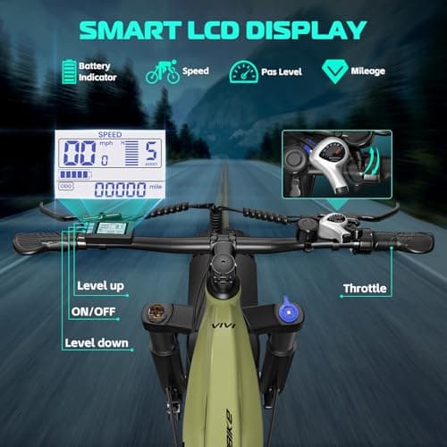 Vivi ACE01 Electric Bike for Adults,26" x 4.0 Fat Tire Ebike,1500W Peak Motor Torque Sensor Electric Mountain Bike,25MPH Electric Bicycle with 48V 15AH Battery,Hydraulic Brake,SGS Certified to UL2849 7