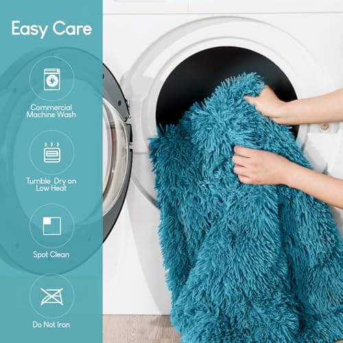 Cottonblue Weighted Blanket 15lbs, Sherpa Faux Fur Reversible Luxury Snugly Long Fur Warm Heavy Blanket 60x80 inches, Warm Plush Sherpa Weighted Blanket Queen Size for Couch Sofa Bed, Teal Green 8