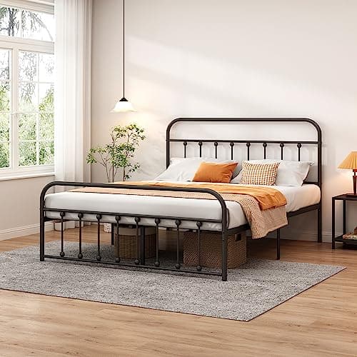 Closadin Classic Metal Platform Bed Frame with Heaboard and Footboard,Strong Metal Slats Support,No Box Spring Needed,Easy Assembly,Full Size,Black