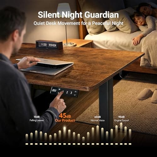 Claiks Electric Standing Desk, Adjustable Height Stand up Desk, 24x48 Inches Sit Stand Home Office Desk with Splice Board, Black Frame/Rustic Brown Top 9