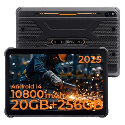 HOTWAV R10 Pro Rugged Tablet Android 14-10.1 Inch HD+ 10800mAh Waterproof Tablet, 20GB RAM+256GB ROM/1TB TF Work Tablets, 13MP+5MP Camera Octa-Core IP68&IP69K/4G-LTE/5G WiFi/Face ID/GPS/OTG