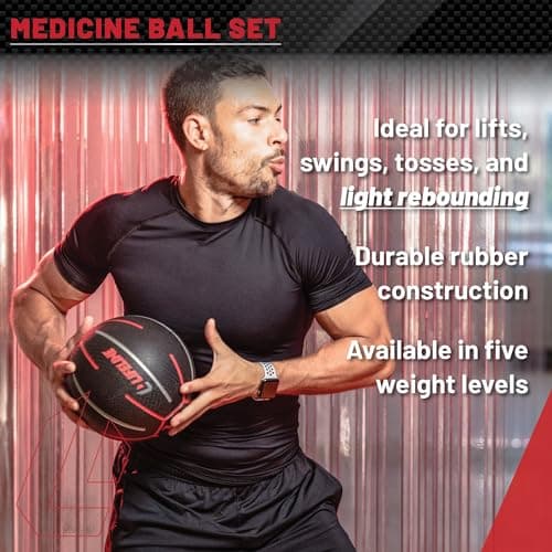 Lifeline Fitness Medicine Ball Set - Total Body Strength and Stability Training - Non-Slip, Light Bounce - Textured Surface - Durable - Home Gym Exercise Equipment 7