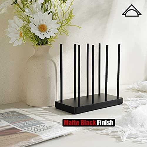 JQK Black Napkin Holder for Table, 304 Stainless Steel Arcylic Standing Napkin Dispenser for Kitchen Farmhouse Cocktail Picnic Bar Paper Mail Bills Restaurant Suitable for All Room Decors, NH100-PB 5