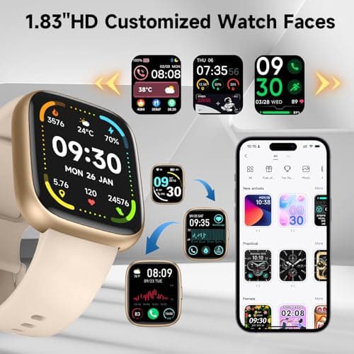 Smart Watch for Men Women,Alexa Built-in Smartwatch(Answer/Make Calls),1.83" HD Fitness Tracker,IP68 Waterproof 100+ Sport Mode Activity Tracker,Heart Rate SpO2 Sleep Monitor,iOS Android Compatible 5