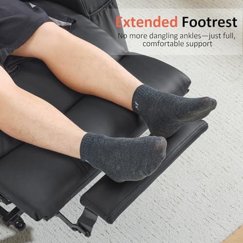 MCombo Power Lift Recliner Chair for Elderly, Lift Chair with Heat and Massage, FSC Certified, USB Ports, Cup Holders, Faux Leather 7040 (Black, Medium) 7