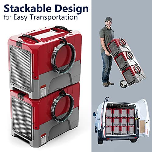 ALORAIR LGR Commercial Dehumidifier with Pump Drain Hose, 180 Pint Large Capacity Crawl Space Dehumidifier for Water Damage Restoration, Basements Warehouse & Job Sites, 5 Years Limited Warranty, Red 5