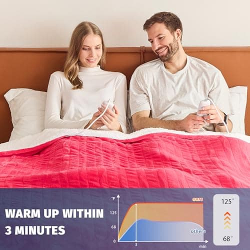 Heated Electric Blanket Queen Size - 84" x 90" Heating Blanket with Dual Control, 10 Heating Levels & 8 Hours Auto Off, Soft Warm Flannel Blanket, Christmas Birthday Gifts for Senior Grandma 5