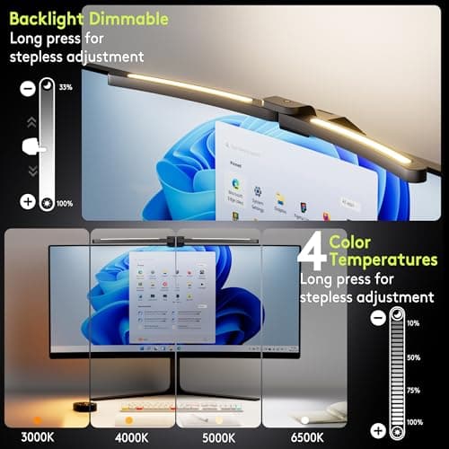 Quntis 1000R Curved Monitor Light Bar, Dual Adjustable Led Desk Lamp with Remote - Independently Rotate 2 LED Arc-Shaped Light Bars Specially Designed for Curved and 34'' Large Screen 8