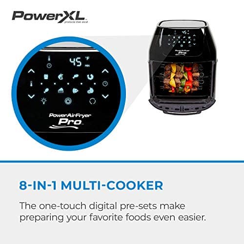 PowerXL Air Fryer Pro, Crisp, Cook, Rotisserie, Dehydrate; 7-in-1 Cooking Features; Deluxe Air Frying Accessories; 3 Recipe Books (6 Qt, Black) 5