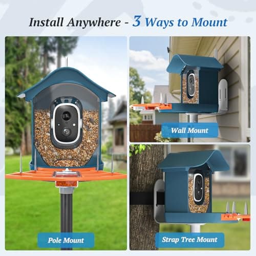 DOCOON Smart Bird Feeder with Camera, 2K HD AI Identify Birds Species, Bird Watching Camera with Solar Panel, Gift for Mom Dad Birdlovers 9