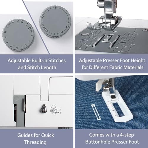 FEIYUE FYe310 Full Size Sewing Machine with Foot Pedal, Heavy Duty & Portable, Powerful Servo Motor, 25 Built-in Stitches, 6 Bobbins & 5 Included Sewing Feet (White) 5