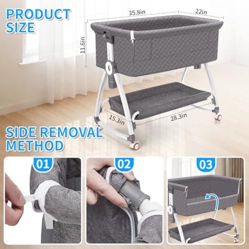 Veitail Bedside Dog Bed,Dog Bunk Bed,Dog Bassinet Bedside Sleeper,Raised Pet Bunk Bed,Dog Bed Attachment to Human Bed,Bed Extender for Dogs,Bedside Pet Lounger (Gray) 6