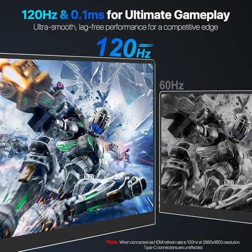 XBONFIRE 16" OLED Portable Monitor, 3K 2880x1800 120Hz 0.1ms 120% DCI-P3 500000:1 Contrast USB-C HDMI OLED Monitor with VESA Kickstand Speaker Ultra-Slim External Display for Laptop PC Phone Gaming 3