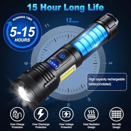 KINGCAESAR Flashlights 90,000 High Lumen - 2 Pack, Ultra Bright Rechargeable Flashlight with 7 Light Modes, LED Flash Light with High Power Battery, IPX7 Waterproof for Home Camping 5