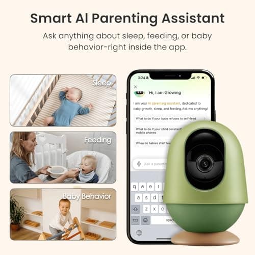Monai Baby Monitor with Camera and Audio, 3K UHD, 6X Zoom, Room or Travel, Pan 350° Tilt 65°, Cry Detection, Virtual Fence, Face-Cover Alerts, Sleep Monitoring (Camera) 5