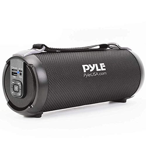 Pyle Wireless Portable Bluetooth Boombox Speaker – Rechargeable Music Barrel with AUX Input, USB/SD/MP3 Playback, FM Radio, 2.5" Tweeter – Loud Stereo Sound for Travel, Parties, Outdoors (PBMSPG3BK)