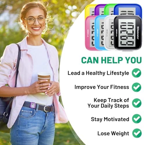 NESKLA 838 3D Pedometer for Walking, Simple Step Counter and Tracker with Large Digital Display, Removable Clip Lanyard, Accurately Track Steps for Men, Women, Kids, Adults, Seniors, Black 4