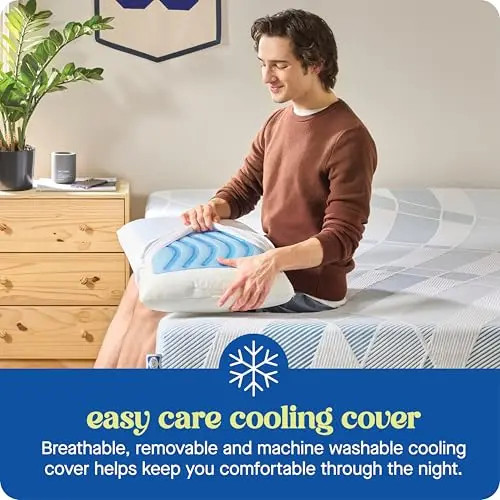 Sealy Dreamlife King Size Memory Foam Cooling Pillow with SealyChill Cooling Gel, Removable Machine-Washable Cover, Made in The USA, White 5