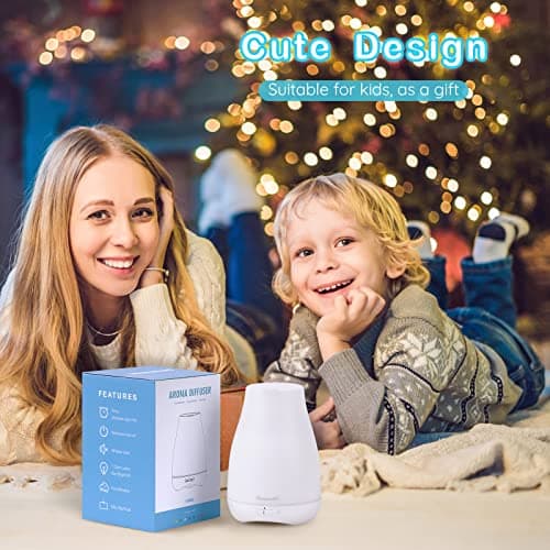 Homeweeks Diffusers, 100ml Colorful Essential Oil Diffuser with Adjustable Mist Mode, Auto Off Aroma for Bedroom/Office/Trip (100 ML 1 Pack) 8