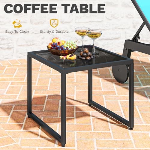 DWVO Outdoor Chaise Lounge Set, 2 Patio Chaise Lounge Chairs with Side Table, Textile Pool Loungers with 5-Level Backrest and Wheels for Beach, Lawn, Porch, Garden (Blue) 5