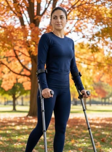 in-Motion Forearm Crutches | Spring Assist Crutches for Adults | Walking Crutch with Ergonomic Handle | Articulating Tips | Size Short (4'2" - 5'5") | Lightweight & Durable | Charcoal | 350lb Capacity 8