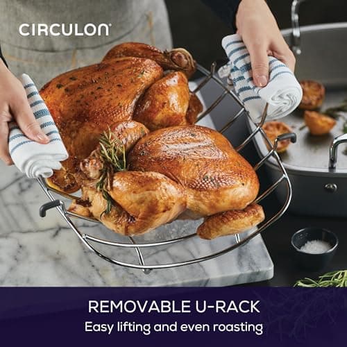 Circulon Nonstick Roasting Pan / Roaster with Rack - 17 Inch x 13 Inch, Gray 9