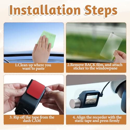 6PCS Dash Cam Sticky Pads, Dash Cam Mounting Tape Double Sided Tape for Car Dashboard Heat-Resistant Dashcam Adhesive Pad Electrostatic Stickers for Car Windshield Window 5