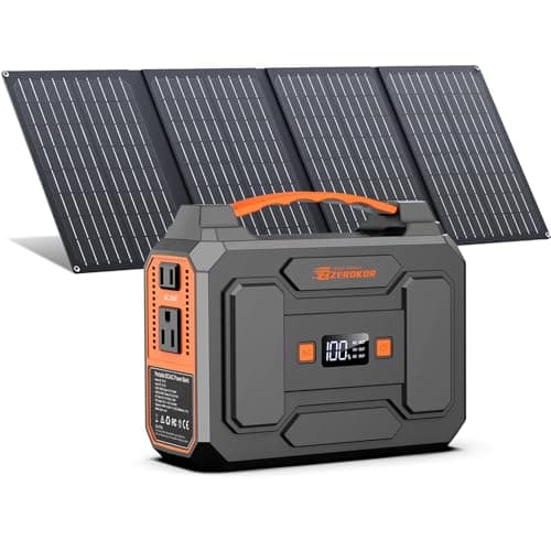 Portable Power Station with Foldable 40W Solar Panel, 100W Solar Powered Generator with Panels, AC Outlet Camping Solar Power Bank 146Wh DC Battery Pack for Smart Device RV Outdoor Power Outage