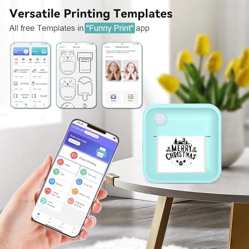 INVISEN Mini Sticker Printer - Bluetooth Portable Thermal Printer, Pocket Label Maker for Study Notes, Pictures, DIY, Label,Receipt Printer Compatible with Android and iOS, normal 6