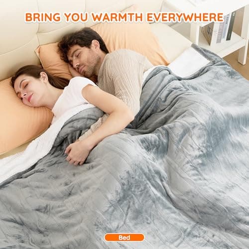Mia&Coco Electric Blanket King -90"x100" Dual Control Flannel Heated Blanket, 10 Heat Levels, 10-Hour Auto-Off, Fast Heating, Overheat Protection, Soft Heating Blanket for Home and Office (Gray) 8