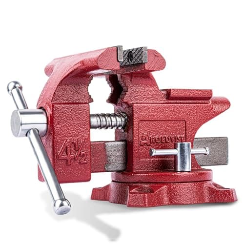 AROEDVISE 4-1/2" Bench Vise, 3" Jaw Opening, 2,645 lbs Clamping Force, Cast Iron Home Vise with 240° Swivel Base, Anvil & Multi-Jaw Design for Woodworking, Drilling & DIY