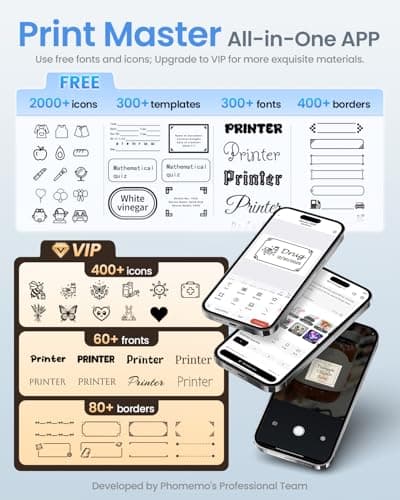 Phomemo M110 Label Makers - Barcode Label Printer Bluetooth Label Maker Portable Thermal Printer for Small Business, Address, Barcode, Logo, Clothing, Mailing, Sticker Printers for Phone & PC, Black 9