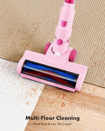 Trucozie Cordless Vacuum Cleaner, 8-in-1 Lightweight Stick Vacuum with 45mins Runtime, Powerful Suction, Rechargeable Cordless Vacuum for Carpet, Tile, Pet Hair, Hardwood Floors, Pink 5