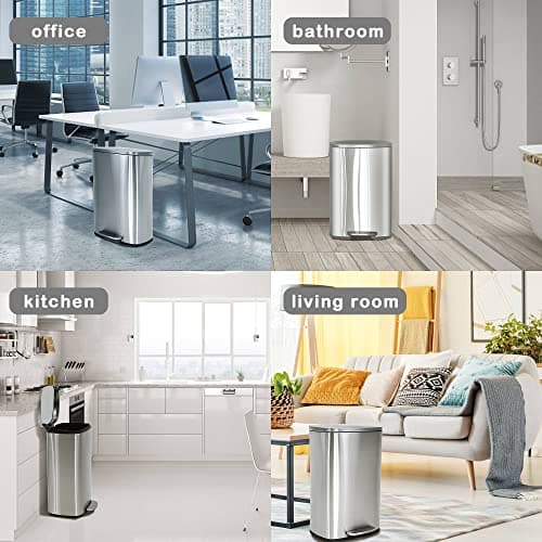 BIQWBIC 50 Liter / 13 Gallon Kitchen Trash Can, Stainless Steel with Lid, Foot Pedal and Inner Bucket, Fingerprint-Resistant Soft Close Lid Garbage Can, Odor Proof and Hygienic 7