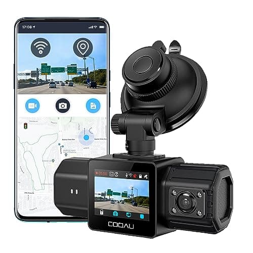 COOAU Dual Dash Cam 2.5K+1080P, Dash Cam Front and Inside, Built-in GPS and WI-FI, Dash Camera for Cars, Perfect for Uber and Taxi Drivers, Night Vision, Accident Record, 24Hr Parking Mode