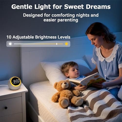 Sound Machine Alarm Clock for Sleep: Digital Alarm Clocks for Bedrooms, 25 Soothing Sounds, 7 Gentle Wake-up Sounds, 16 Adjustable Volume & Timer, Memory Function (Gray) 8