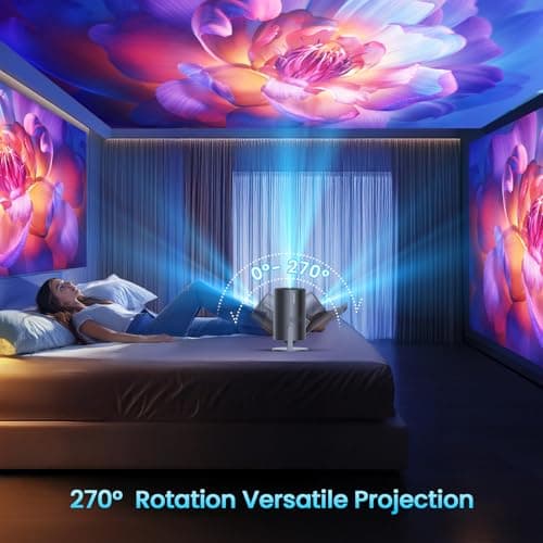 [Netflix Officially/800 ANSI/]Mini Projector with WiFi and Bluetooth - 1080P 4K Support Portable Outdoor Projector,YOWHICK 270°Smart Projector for Movie Night/Ceiling /Home Theater 8