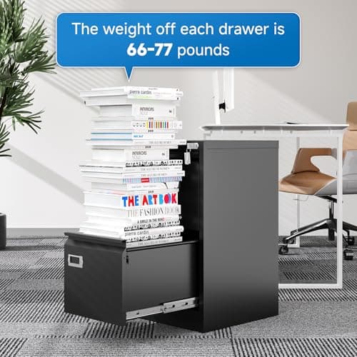 BYNSOE 2 Drawer File Cabinet with Lock Metal Vertical Filing Storage Cabinet Office Home Steel Vertical File Cabinets for A4 Legal/Letter Size Narrow File Cabinet Locked,Assembly Required 8