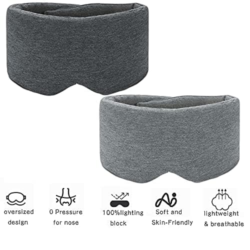Sleep Mask for Men Women,100% Cotton Sleep Eye Mask with Fully Adjustable Strap, 100% Light Blocking Eye Mask for Sleeping, 0 Pressure Eye Covers for Travel Yoga Nap (Gray) 5