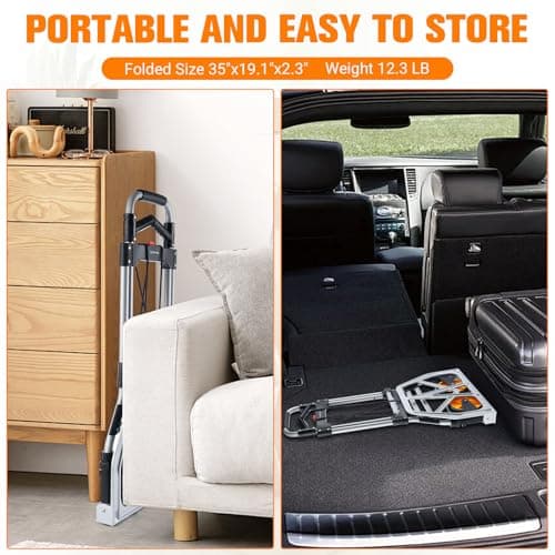 380 LB Capacity Folding Hand Truck Heavy Duty Foldable Dolly Cart with Wheels, Aluminum Collapsible Hand Cart Portable Trolley Dolley with Telescoping Handle for Moving Use Gorpuire 7