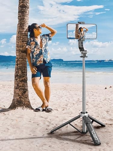 Selfie Stick & Phone Tripod, All in 1 Selfie Stick with Remote, Phone Travel Tripod Stand for Video Recording, Live Streaming, Photograph, Group Photo, Vlog Compatible with All Cellphones 9