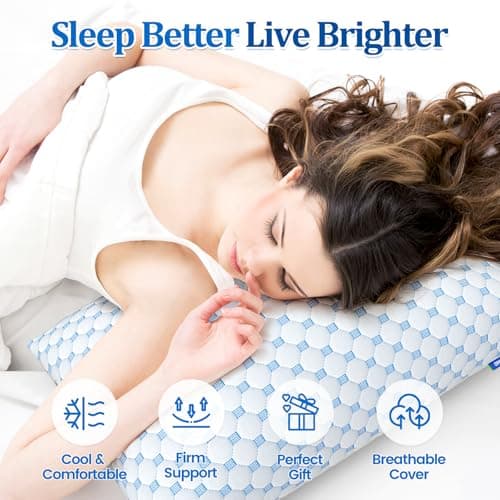 CloudBliss Shredded Memory Foam Pillow for Sleeping - Adjustable Cooling Pillow with Breathable Washable Cover, CertiPUR-US Certified, 1 Pack Queen Size for Side/Back/Stomach Sleepers 6