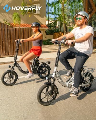 Hoverfly H3 16" Electric Bike, Max 28Miles Range(Pedal-Assist) & Speed 15.5 Mph Power by 500W Peak Motor, Folding E-Bike with Removable Battery, Front Suspension and Commuter Electric Bicycle Adults 8