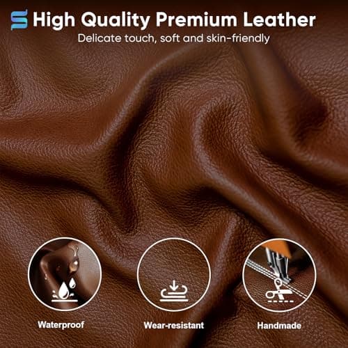 Sytas Executive Leather Office Chair, Comfy Desk Chair with Adjustable Headrest & Flip-up Padded Arms & Lumbar Support, Adjustable Hight and Tilt, Rolling Swivel, Brown 6