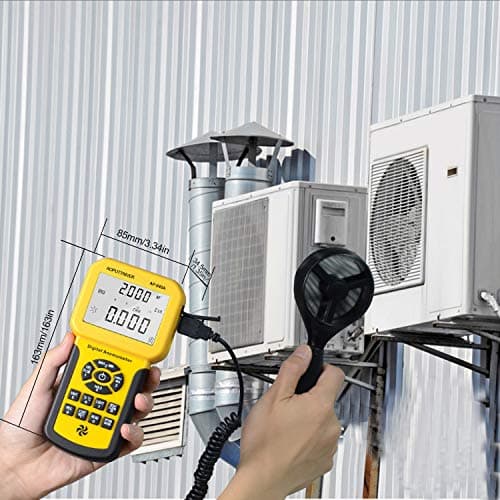 HVAC Anemometer,CFM Air Flow Meter 0.001~100mph High Accuracy Measures Wind Speed/Wind Temp/Air Velocity Air Flow, Professional CFM Meter AP-846A with Backlight Max/Min/Avg 5