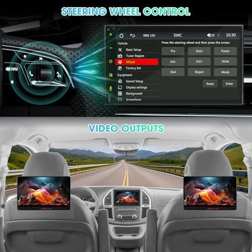 Double-Din Wireless CarPlay Stereo Receiver: Bluetooth Android Auto Car Radio - 7 Inch IPS Touchscreen Phone Mirroring Type-C Charge AM FM HD Backup Camera 4-Channel Audio Output 2 Subwoofer Ports 6