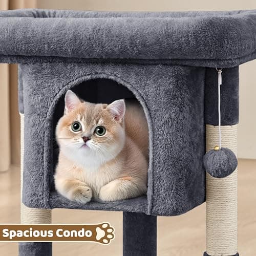 Yaheetech 23.5in Cat Tree Tower, Cat Condo with Sisal-Covered Scratching Posts, Cat House Activity Center Furniture for Kittens, Cats and Pets - Dark Gray 8