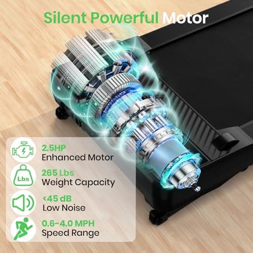 FelFast Walking Pad with 12% 6° Auto Incline, Under Desk Treadmill for Home Office w/Remote Control, 6 HIIT Mode, 265 Lbs Weight Capacity, 4 MPH Max, Desk Treadmill in LED Display, Black 6